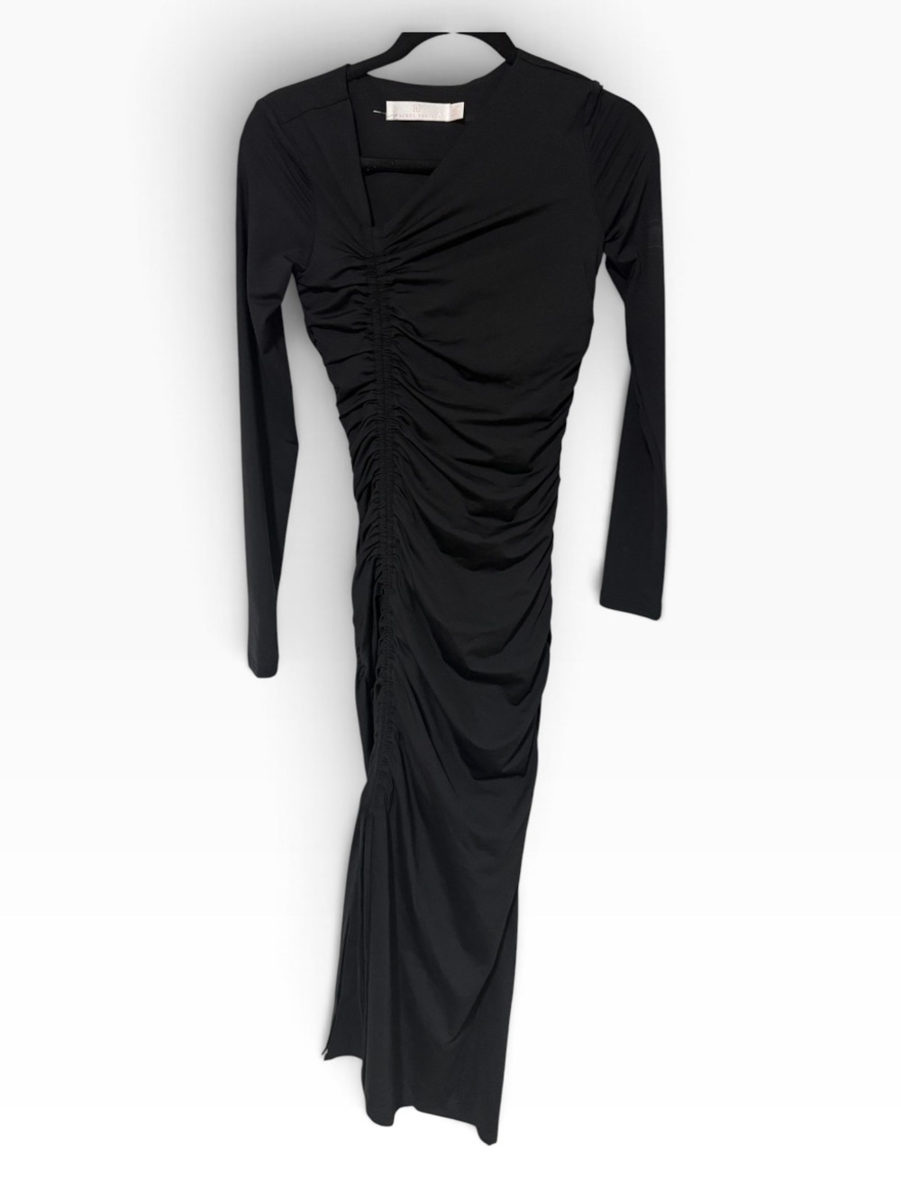 Rachel Parcell Asymmetric Shirred Jersey Midi-Dress in Black Size XS - Picture 8 of 12